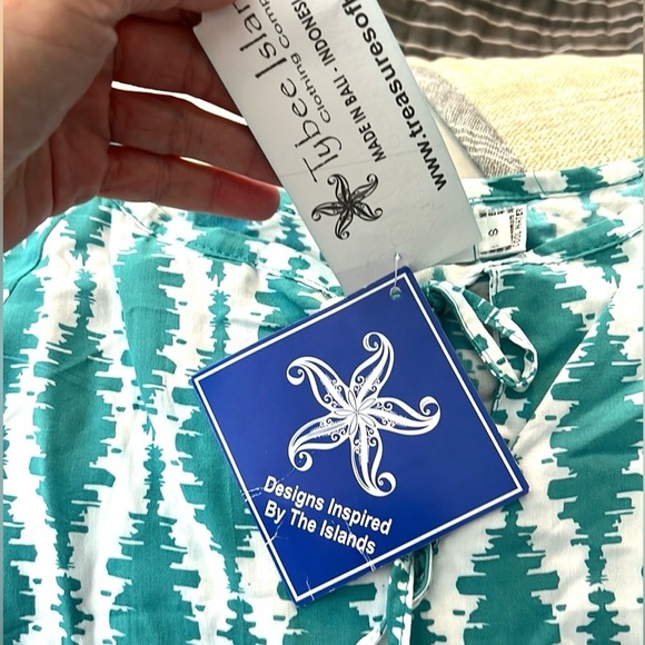 NWT Tybee Island Clothing Co.,TealWhite,  Lightweight, Beach to Brunch, Cover-Up - Picture 7 of 12